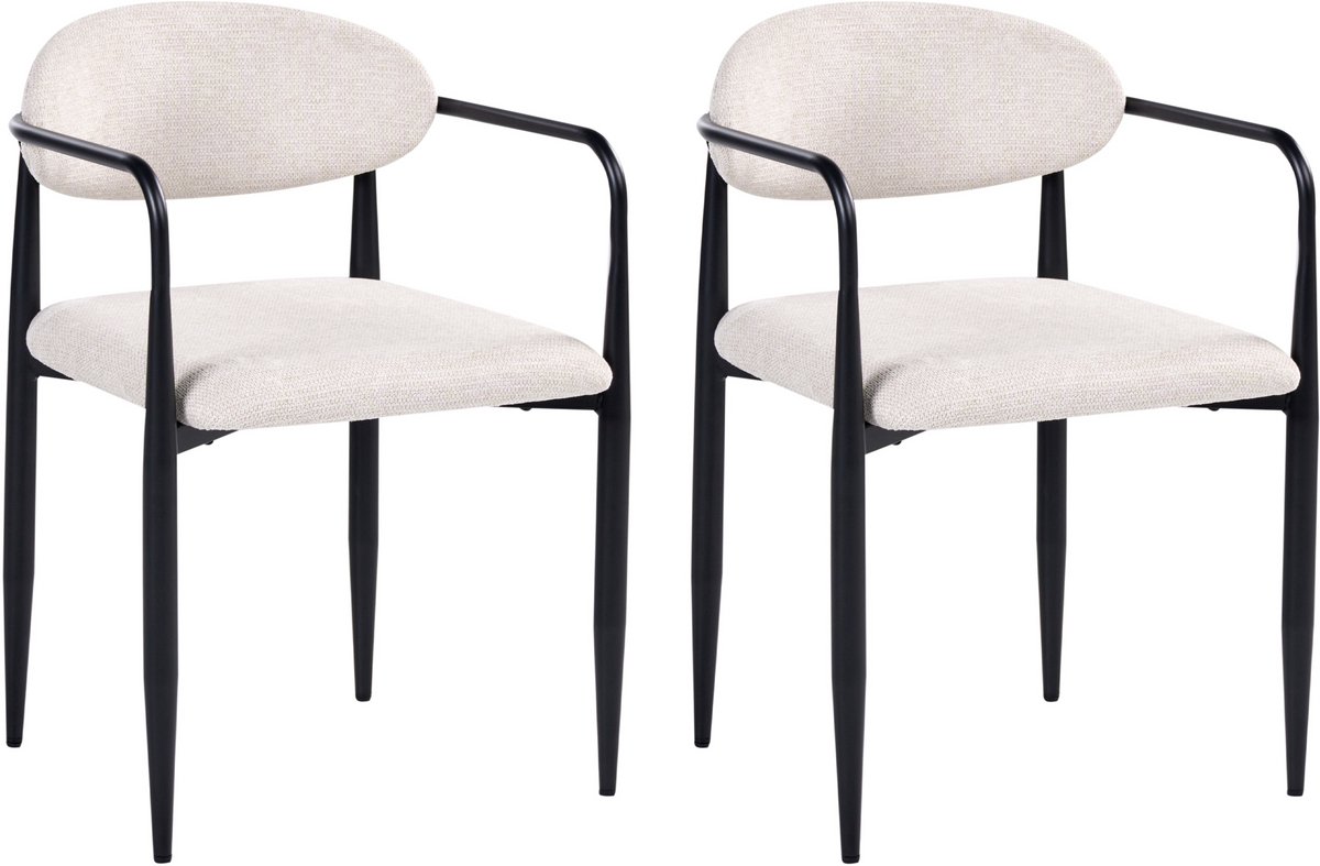 TANEVIK - Eetkamerstoel set van 2 - Lichtbeige - Polyester