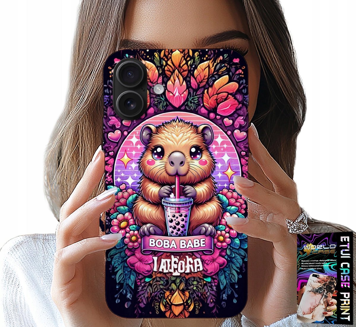 iPhone 16 Plus hoesje - Leuke capibara met sjeik, geweldige patronen