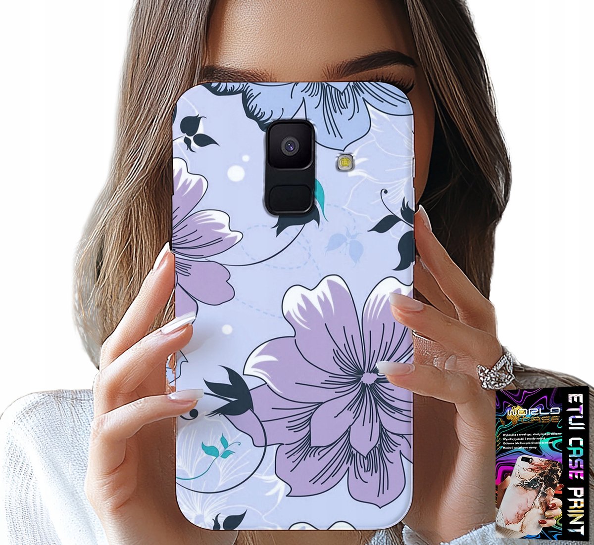 HOESJE VOOR SAMSUNG A6 2018 - BLOEMEN, MODIEUZE PATRONEN, ACHTERKANT
