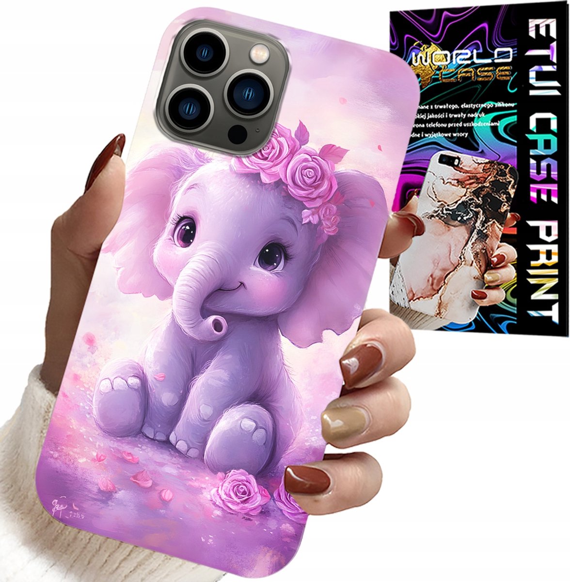 HOESJE VOOR IPHONE 11 PRO - ZOETE OLIFANT OP ROZE ACHTERGROND + FOLIE