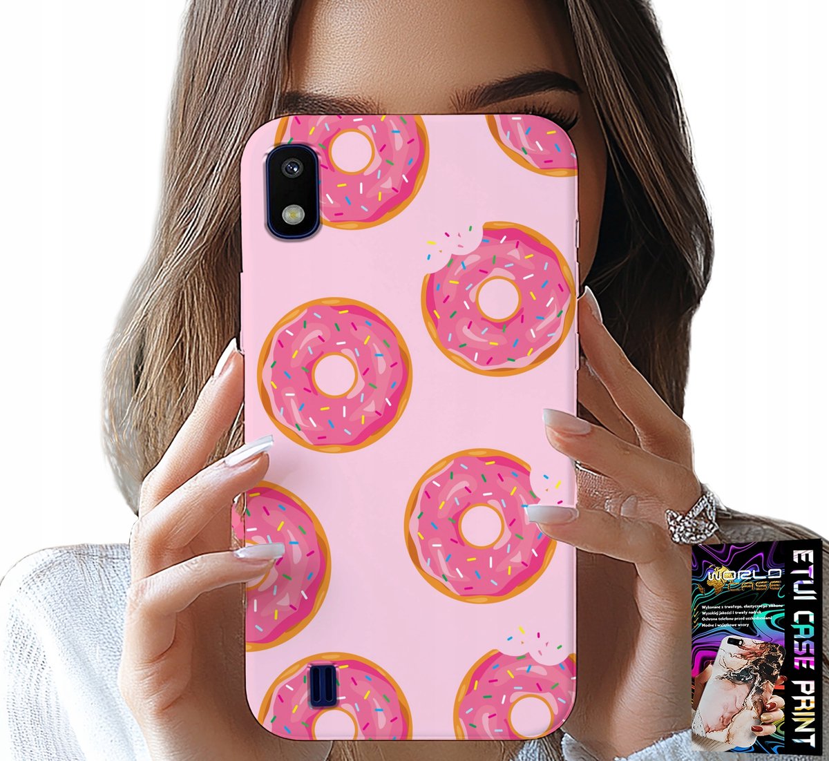 HOESJE VOOR SAMSUNG A10 - PATROON MET DONUTS EN SUIKERCOATING