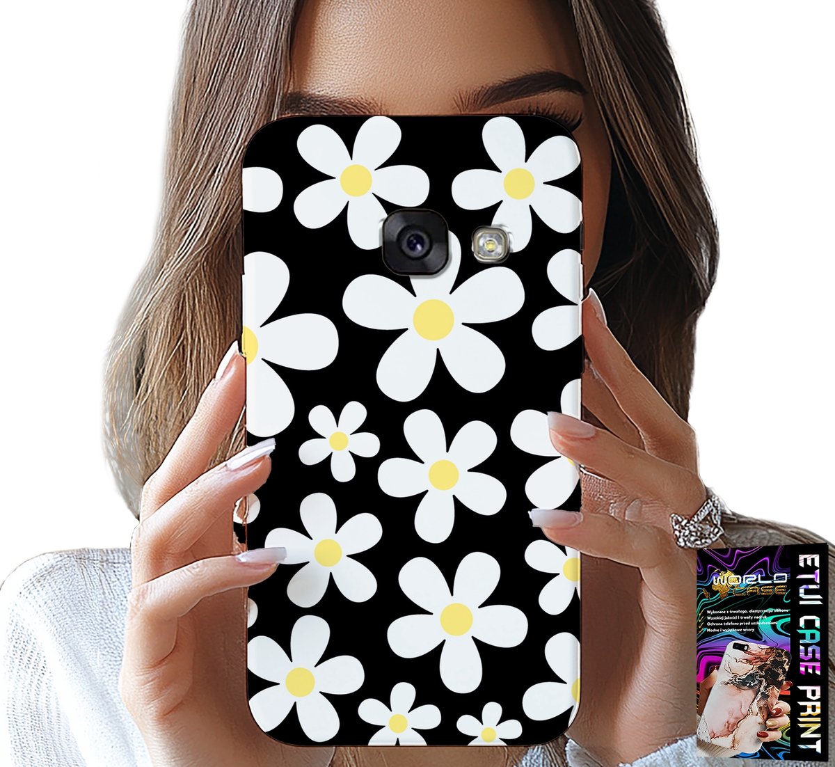 HOESJE VOOR SAMSUNG A5 2017 - DAISY, DAISIES, FLOWERS, BACK