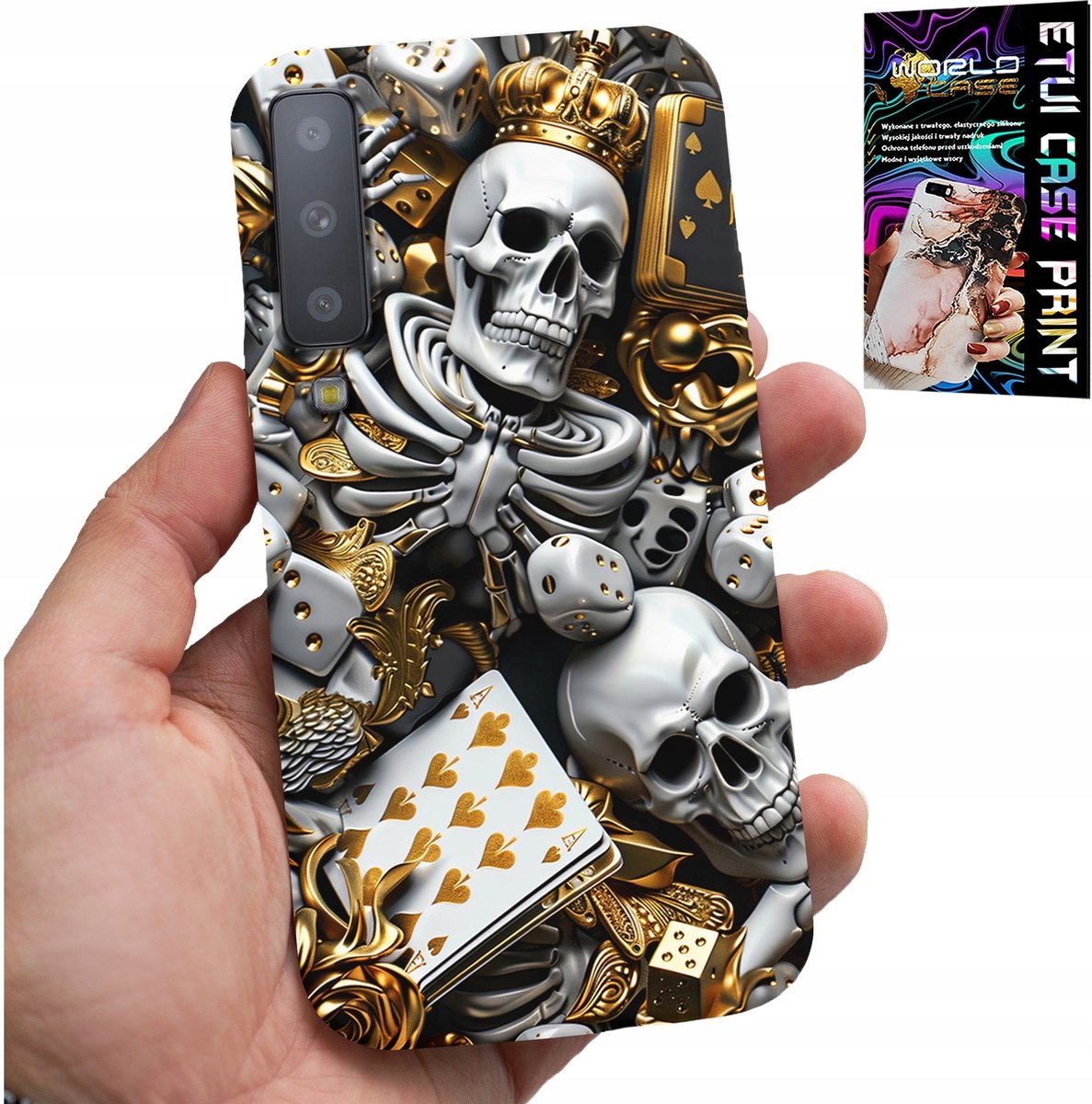 HOESJE VOOR SAMSUNG A7 2018 - KING POKER DICE ACE DESIGNS VOOR MANNEN