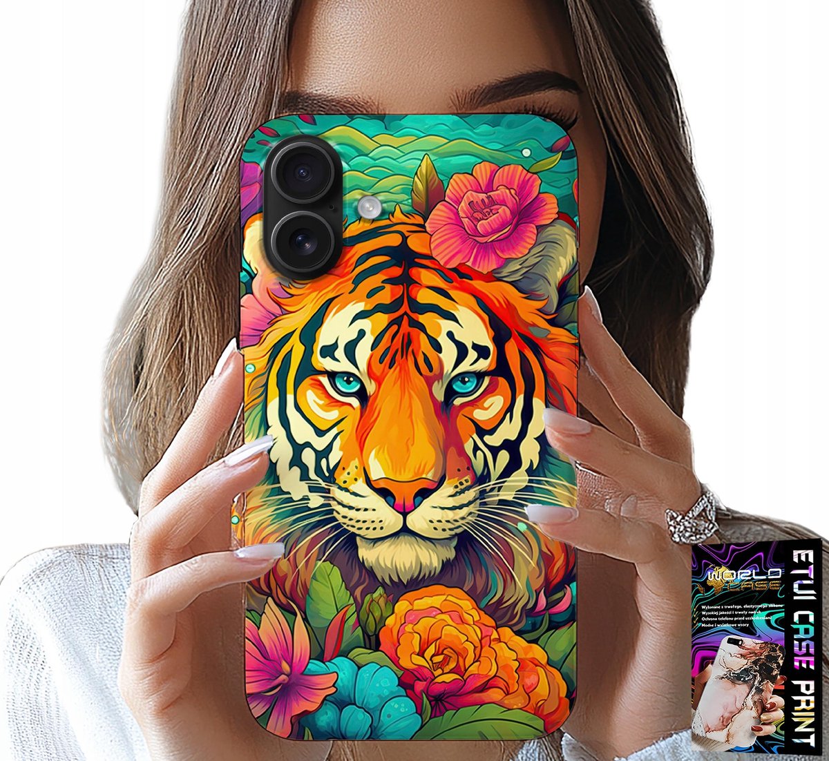 HOESJE VOOR IPHONE 16 - DIERENPATROON TIJGERHOESJE