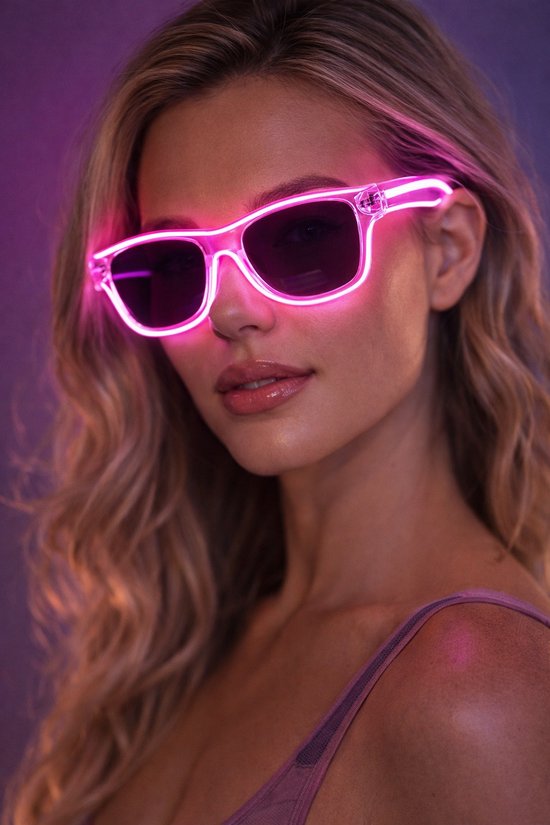 LED Bril - Feest - Roze - Paars - Party - Zonnebril - Lamp - Licht - Unisex van Merkloos — afbeelding 2