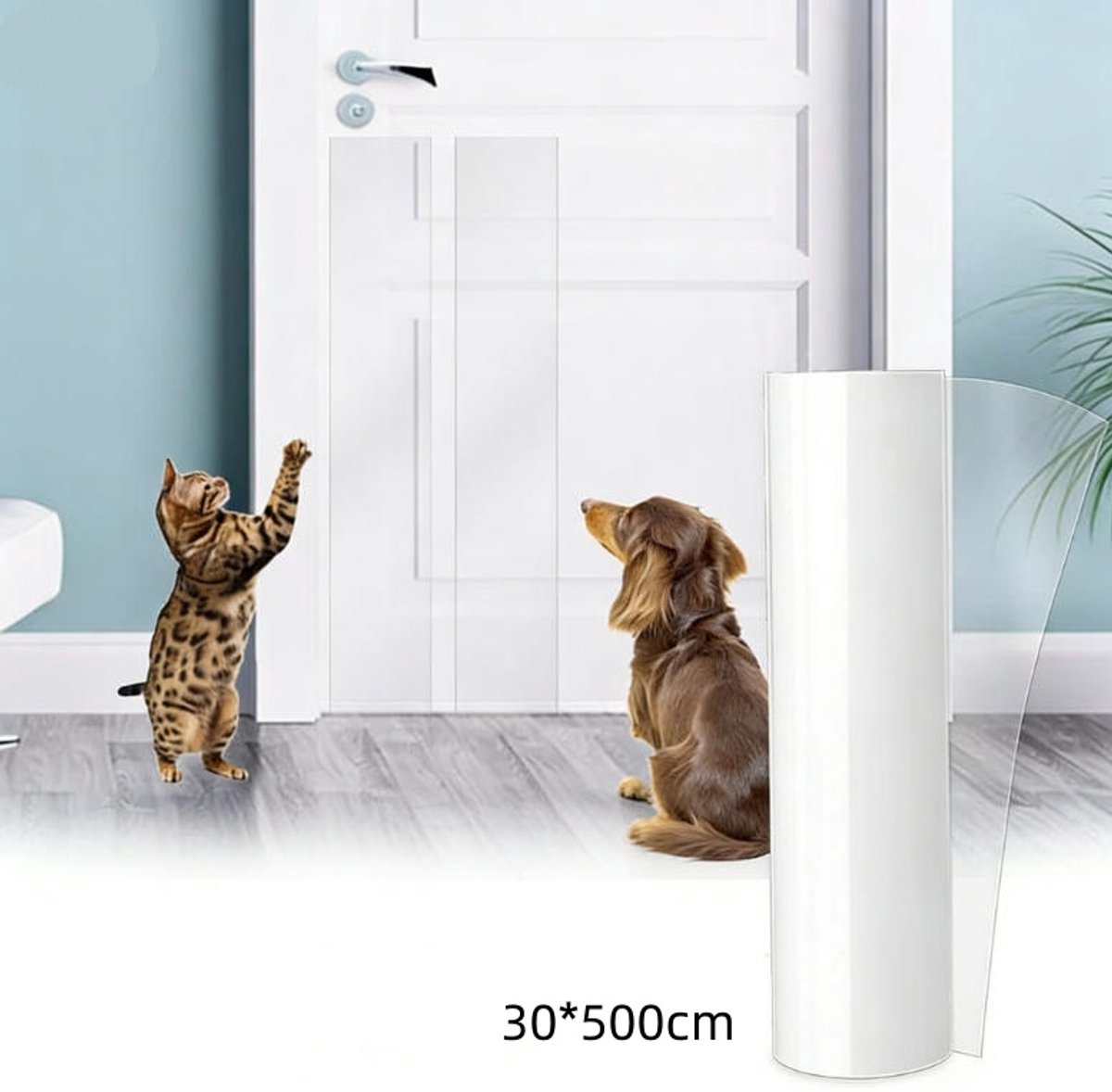 Krasbescherming voor bank tegen katten - Transparante PVC zelfklevende folie - Rolformaat 30×500CM - Krasbestendige bescherming voor meubels en muren - Essentiële hulpmiddel om huisdieren te beschermen tegen krassen