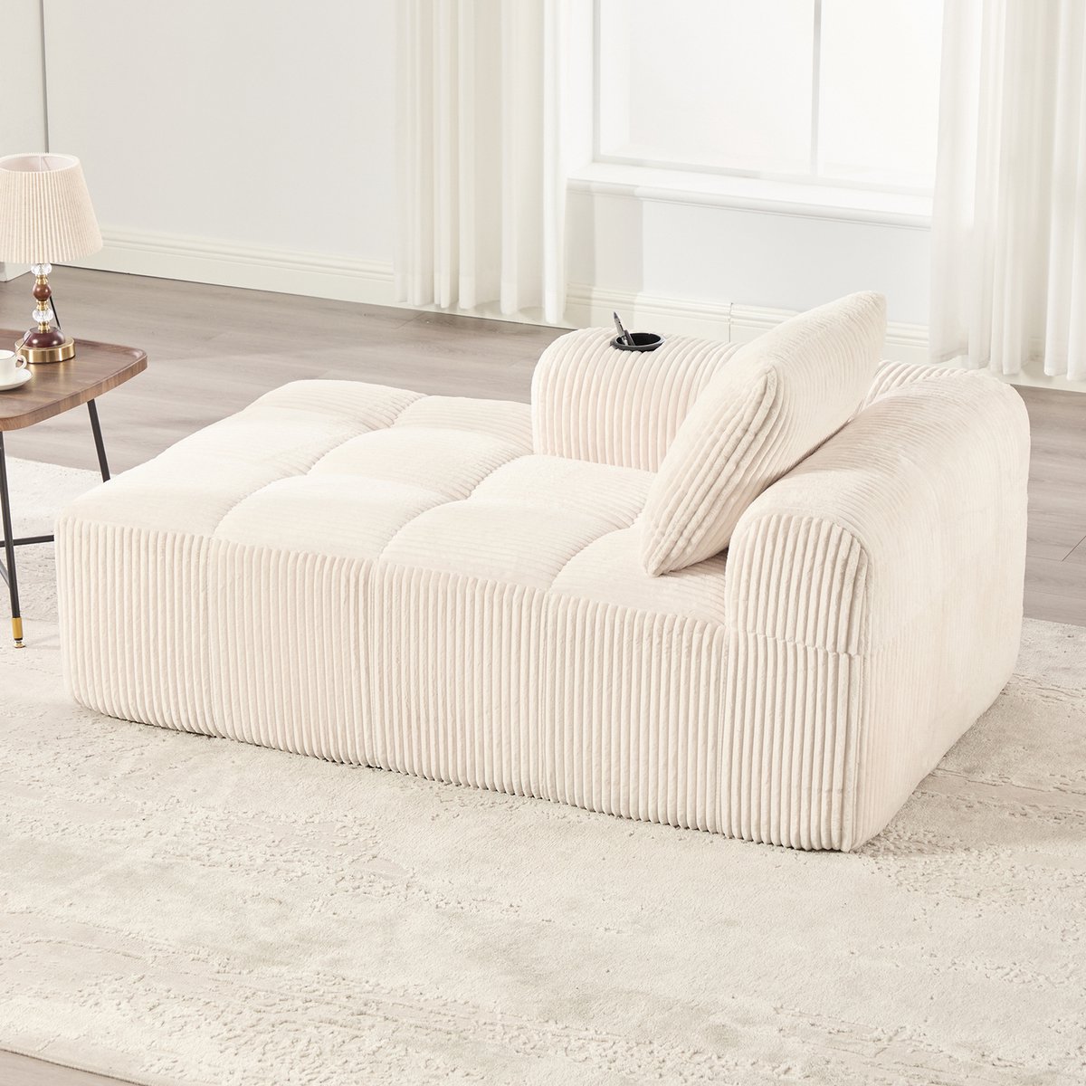 MODFU Compacte Loungebank - Zijvakken En Bekerhouders - Klassiek Design - Woonkamer Of Log
