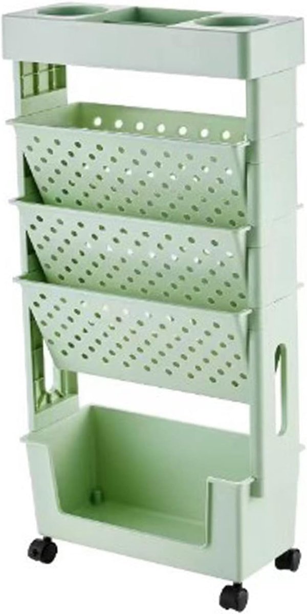 Verplaatsbare draaibare boekenplank opbergplank voor studeerkamer - rollende organisatieplank voor woonkamers
