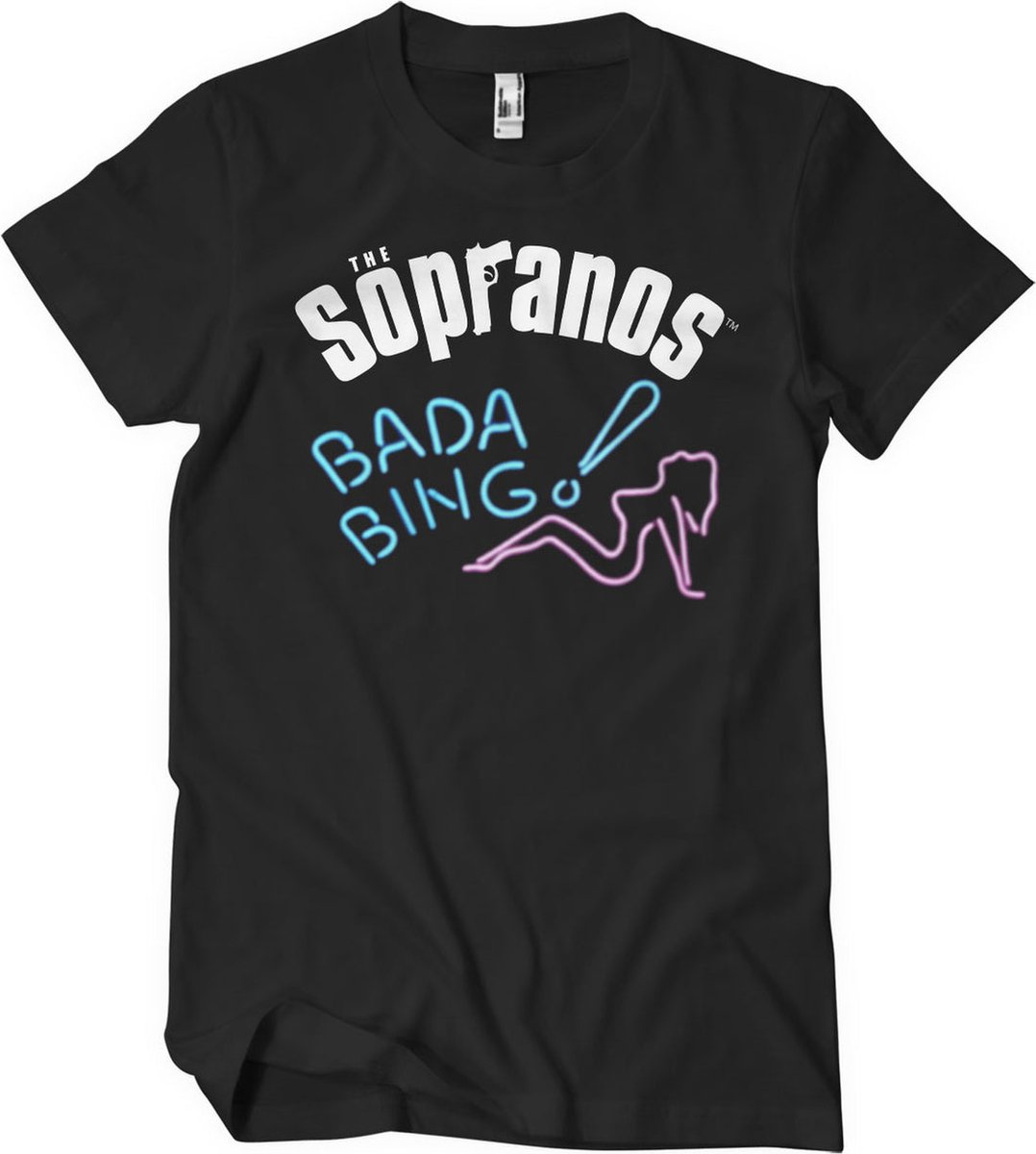The Sopranos Bada Bing Neon T-Shirt XL Zwart