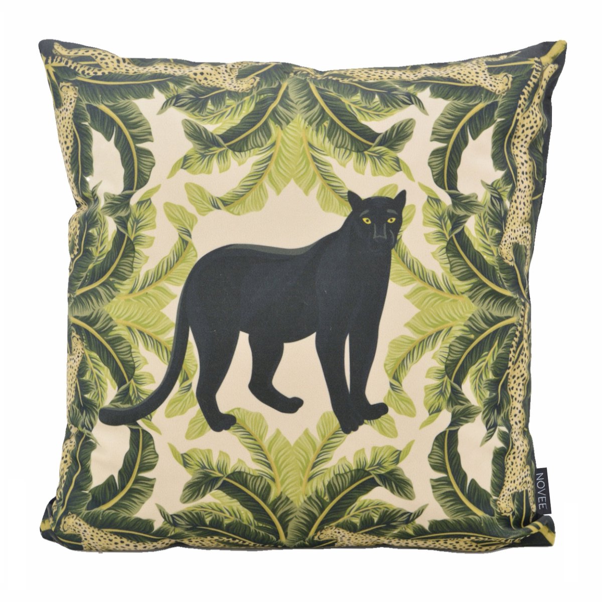 NOVÉE Sierkussen Wild Jungle #1 | 45 x 45 cm | Velvet/Polyester Groen/Beige
