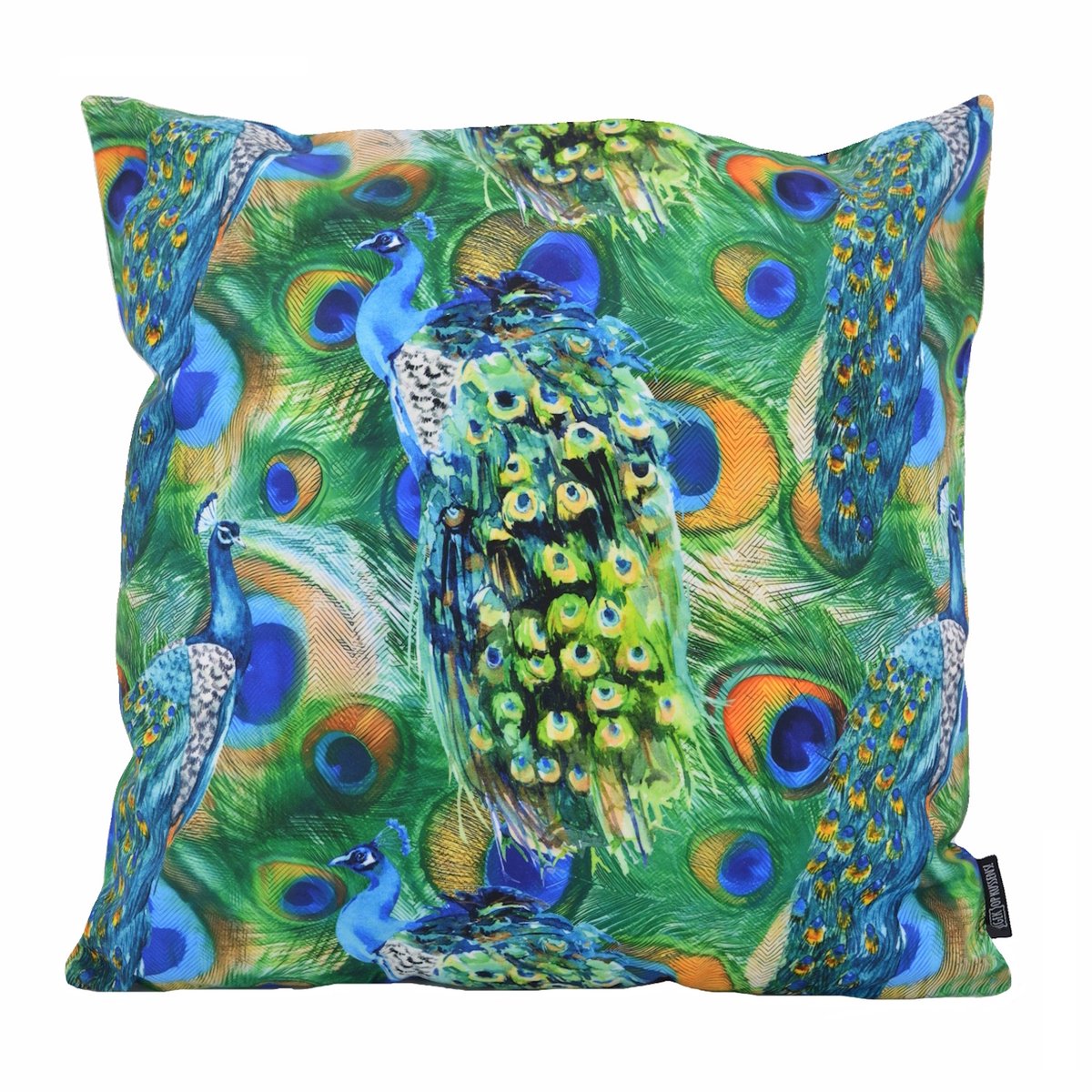 Gek op Kussens! Sierkussen Peacock Birds | 45 x 45 cm | Katoen/Polyester Blauw - Groen