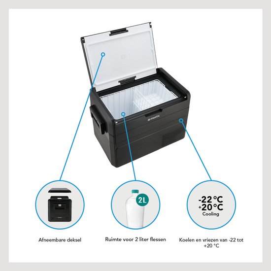 Mestic MCCM-45 AC/DC Compressor Koelbox - Koelen en vriezen van -20 °C tot +20 °C - Digitaal display met USB Type-C-poort - App-bediening via Bluetooth of WiFi van Merkloos — afbeelding 3