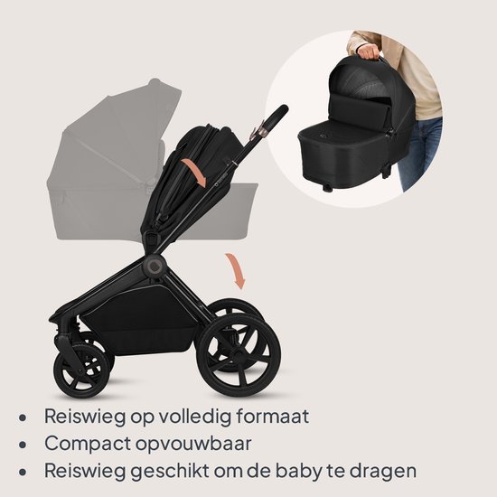 Lionelo Freya 3in1 Kinderwagen Set - Reiswieg, Wandelwagen & Astrid i-Size Autostoel (40–87 cm) –Premium - Vanaf Geboorte tot 22 kg - PU-Wielen met Vering - Omkeerbare Zitting - UPF50+ Kap van Merkloos — afbeelding 4