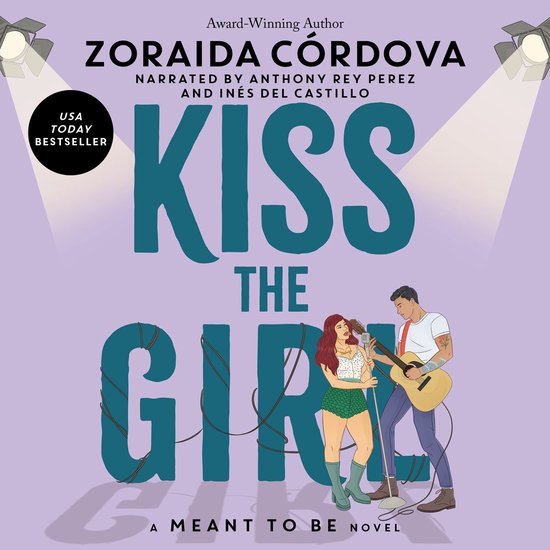 De cover van 'Kiss the Girl' toont een illustratie van een jonge vrouw met rood haar die zingt, en een man met een gitaar. De titel 'Kiss the Girl' staat groot in het midden.