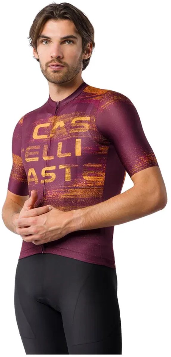 Castelli Stratus Logo Korte Mouw Wielertrui Paars S Man