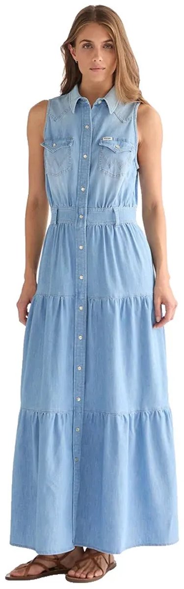 Wrangler Tiered Maxi Lange Jurk Zonder Mouwen S Vrouw Kaia