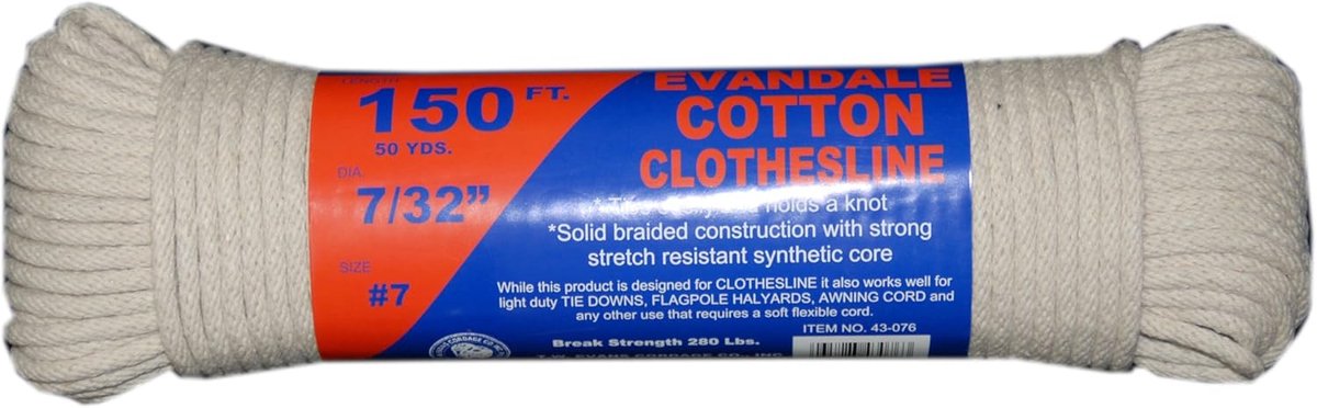 Katoenen Waslijn - Drooglijn - Kleding Drogen - Synthetische Kern - 45 Meter