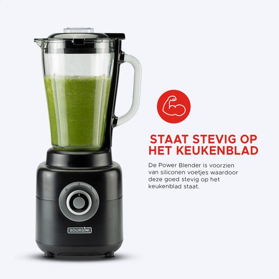 Bourgini Power Blender en Frosti Bits - Smoothie Prep set - 2 Siliconen Meal Prep Bakjes en Power Blender 1.75L - Blender to go - 1000 Watt van Bourgini — afbeelding 3