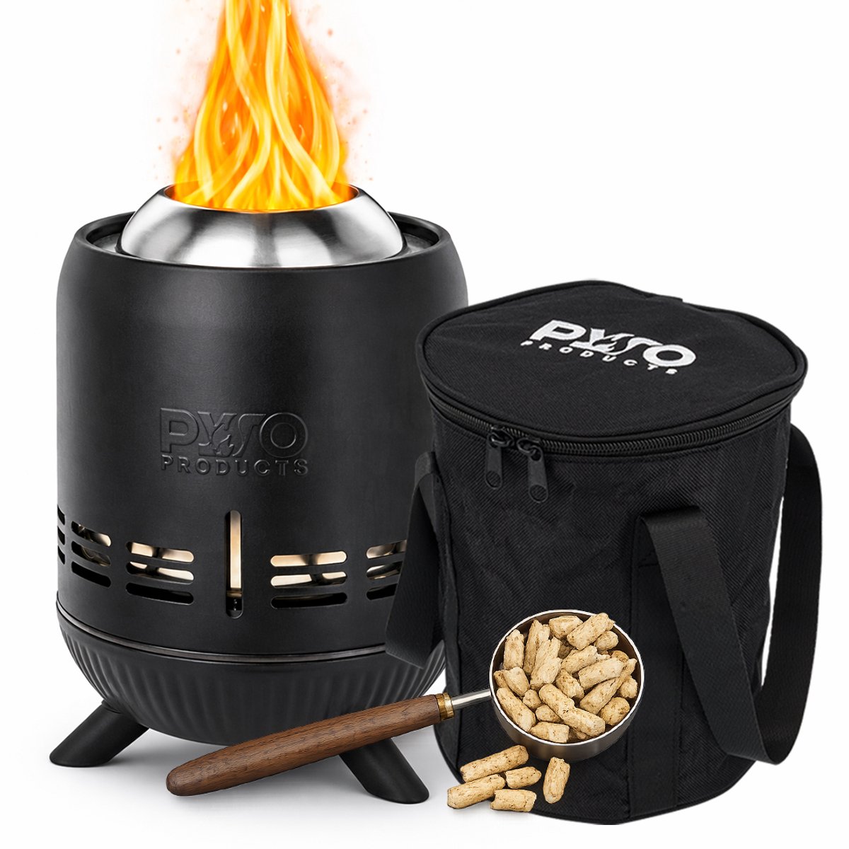 PyroProducts Rookloze Tafelhaard - Incl. Draagtas, Pelletschep & Beschermmat - Hout & Pellet Gestookt - Zwart