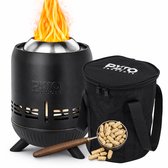 PyroProducts Rookloze Tafelhaard - Incl. Draagtas, Pelletschep & Beschermmat - Hout & Pellet Gestookt - Zwart