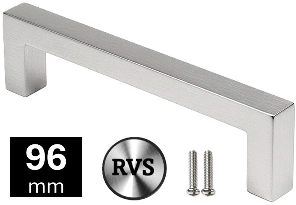 MSQDESIGN- Handgrepen RVS - Handgreep zilver 96mm - Handgrepen kast - Meubelgrepen - Keukengreep ZILVER - Kastgrepen - Handgrepen keukenkastjes - Meubelgreep - Handgrepen voor deurtjes - handgreep keuken - Deurgreep - ladegreep - inclusief schroeven