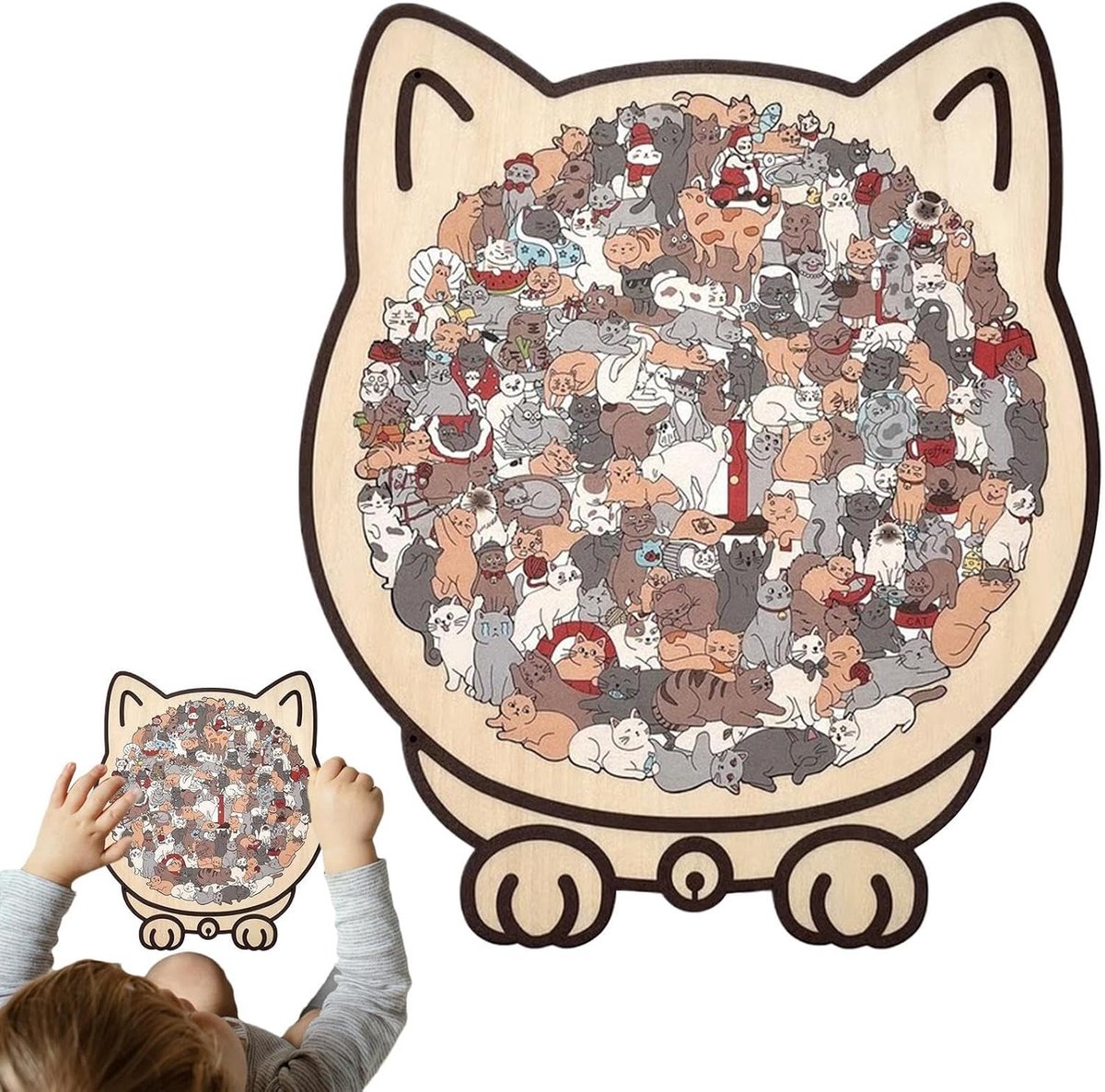 Kat-Vormige Puzzels, Kleurrijke Houten Puzzels, Kat-Vormige Patronen, Schattige Kat Puzzels, Decoratieve Houten Puzzels, Geschikt Voor Volwassenen, Uitdagende Onregelmatige Puzzels
