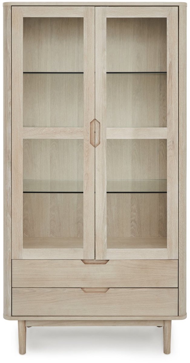 Vitrinekast Eiken - Naturel - 100x45x190cm - Vitrinekast Nyborg