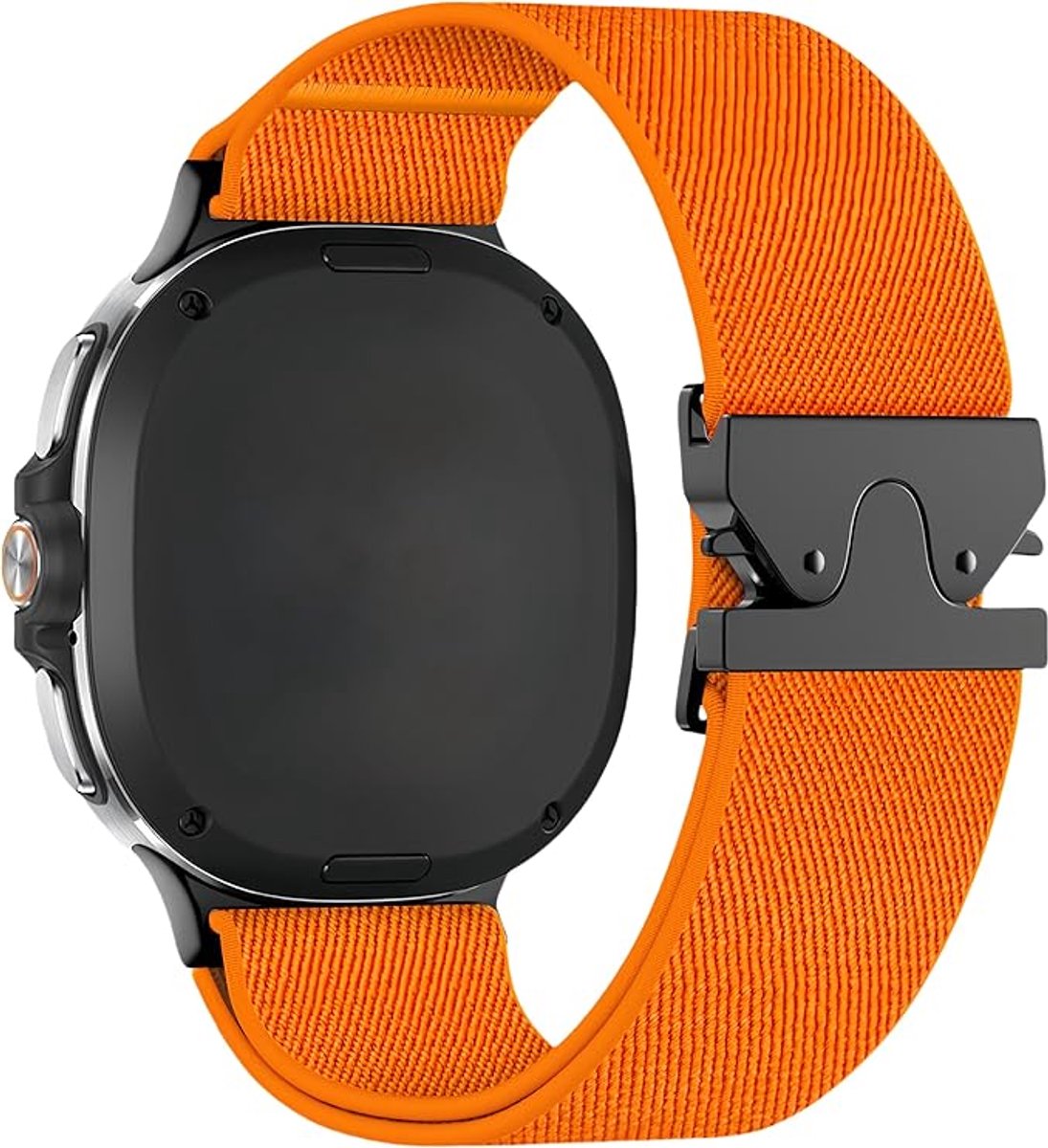 Zandarix Geschikt voor Samsung Galaxy Watch 8 - 40/44mm - Samsung Galaxy Watch Classic 46mm - Rekbaar nylonband met militaire parachutesluiting - Sportband voor heren & dames - Oranje