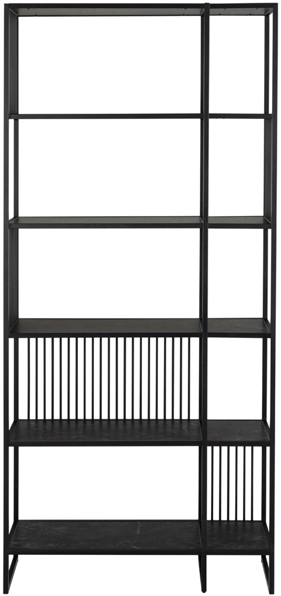Giga Living Boekenkast Zwart Metaal - Open kast - 85x35x185cm - Diego - Giga Living