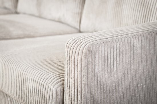 Canapé 3 Places Tissu Côtelé Naturel - Canapé Roard - 200x135cm - Giga Meubel