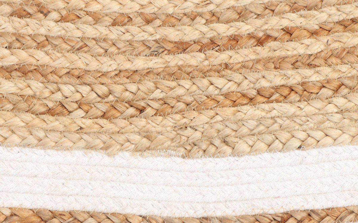 Vloerkleed Rond 200cm Jute - Naturel/Wit - Kleed Jaipur Klassiek - Giga Living