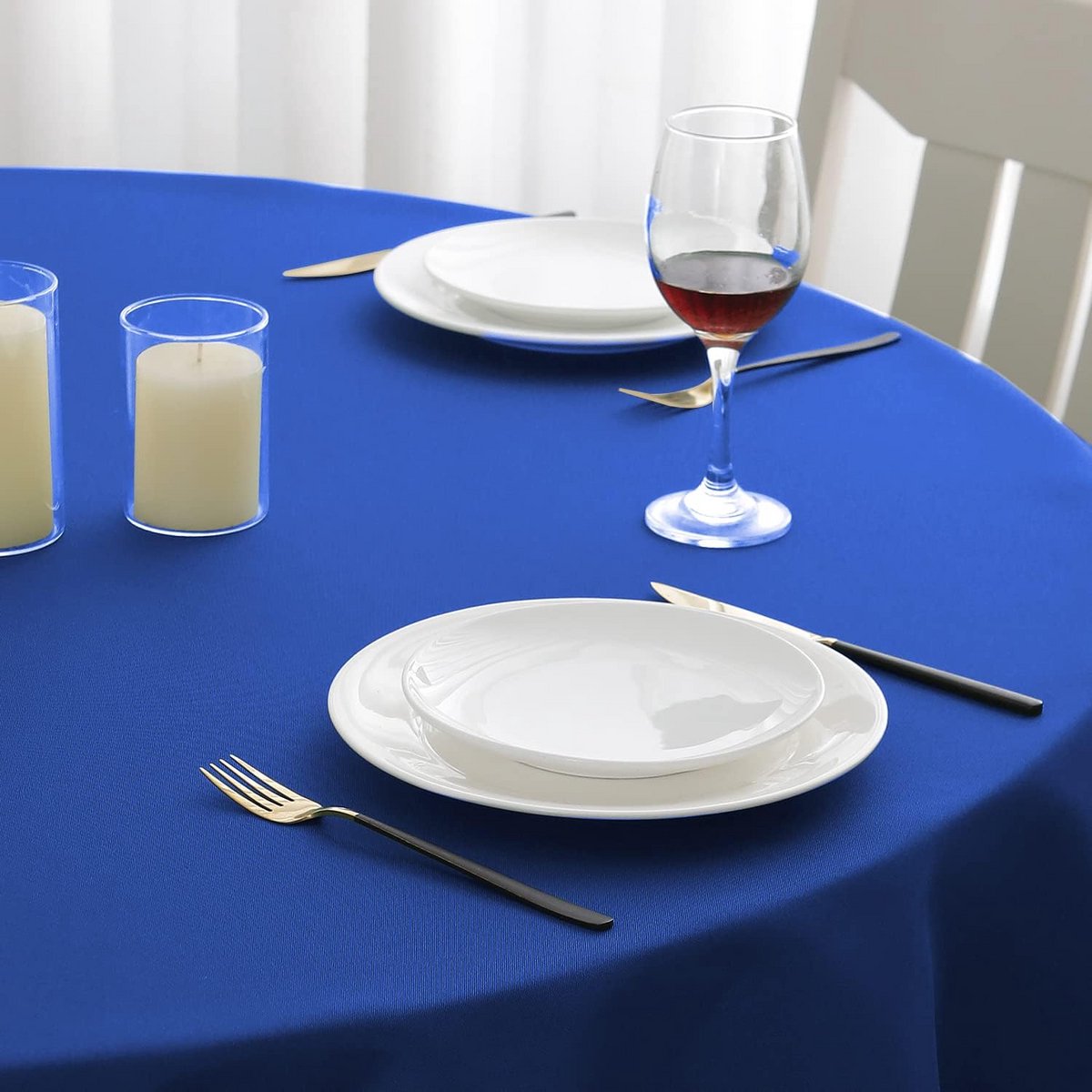 Rond Tafelkleed Waterdicht Vlekbestendig Polyester - Blauw