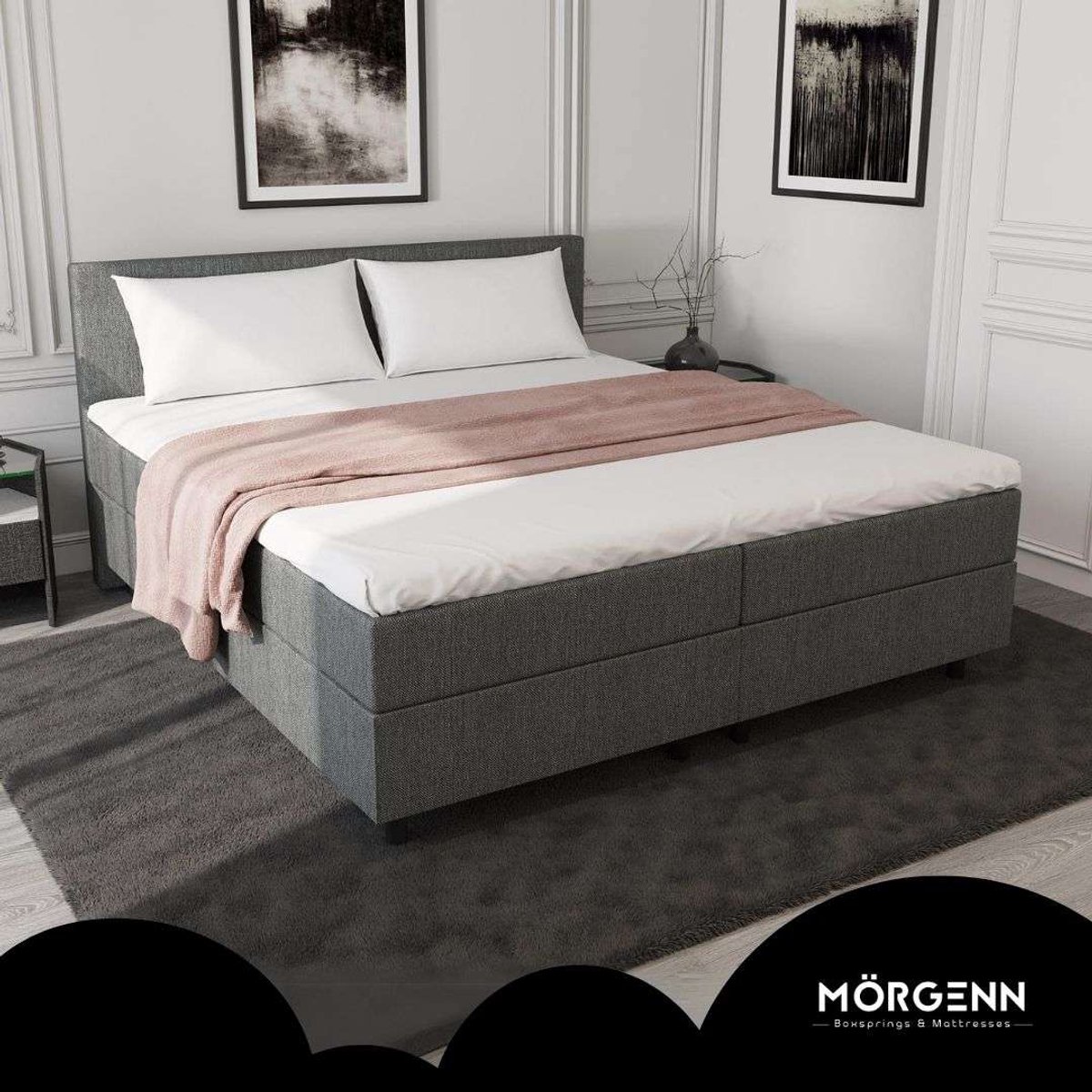 Mörgenn SENTO Boxspring met Opbergruimte - Antraciet 160x200 - afbeelding 2