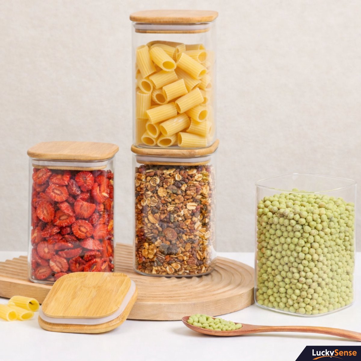 Glazen Voorraadpotten met Deksel – Luchtdichte deksels – 1750ml – Borosilicaatglas – 10x10x20cm – Set van 4 — cadeau in Wonen & Interieur - foto 4
