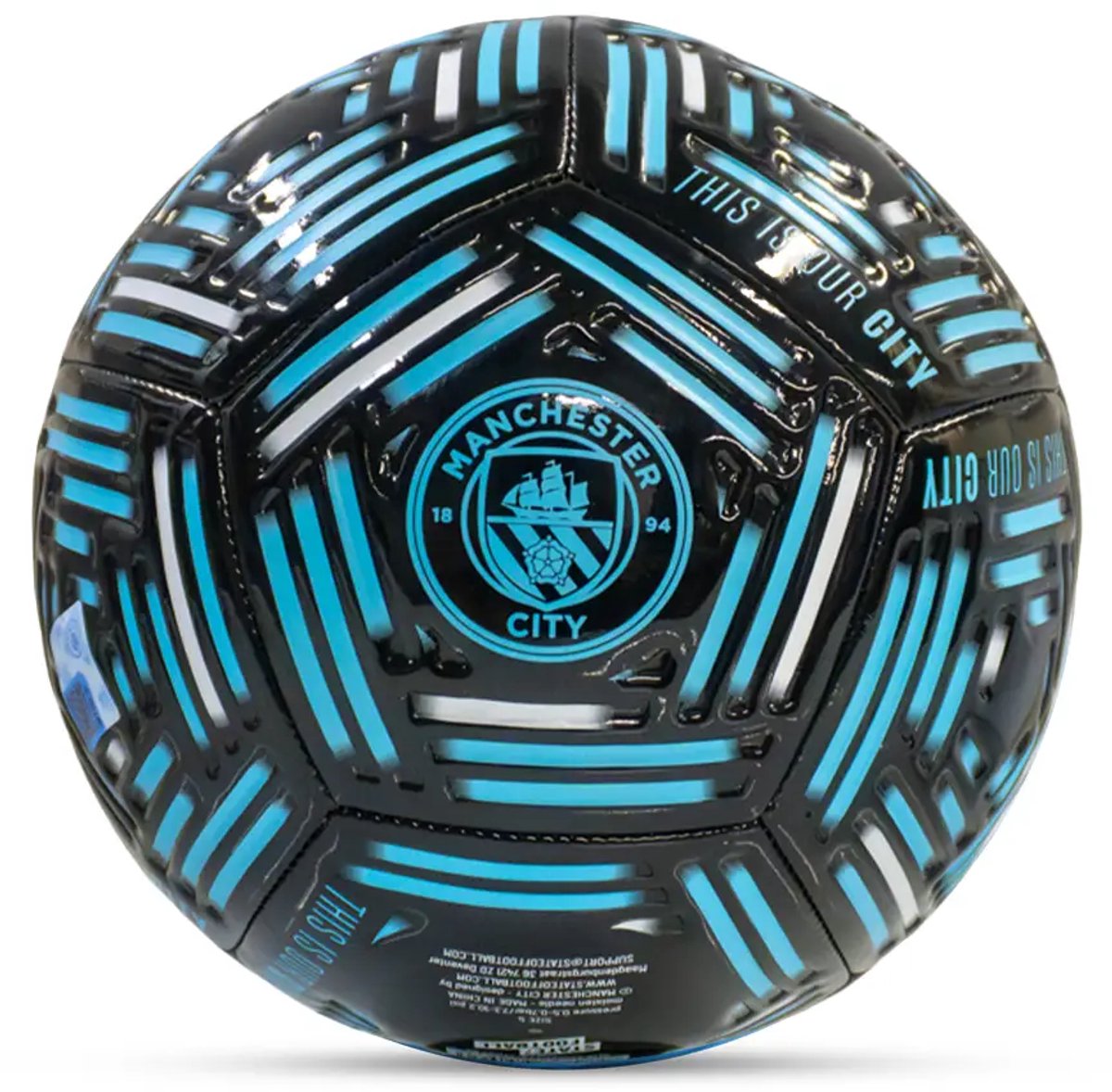 Manchester City Voetbal - Maat 5 - Zwart - Blauw - 100% PVC - Officiële Manchester City Fanmerchandise