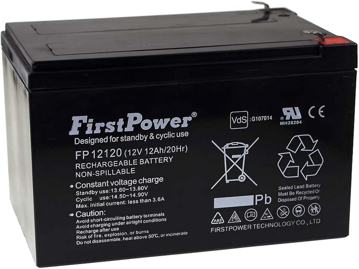 Oplaadbare Batterij - Accu Gel - Noodstroom Systemen - Onderhoudsvrij Ontwerp - 12Ah 12V - Zwart
