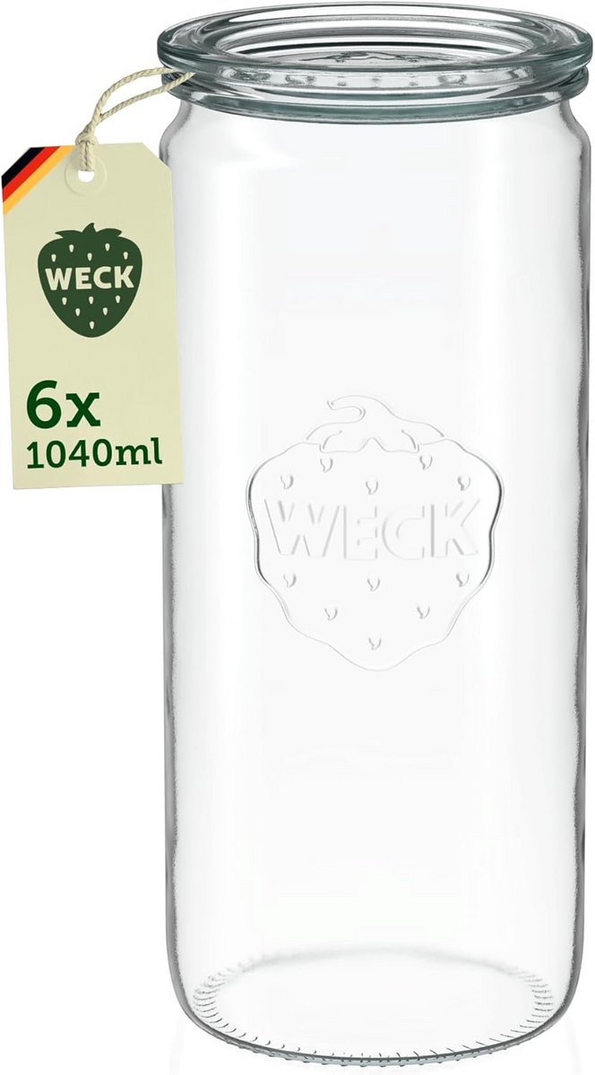 Weck Pot Rond Cilinder 1040 ml - Glazen Pot met Deksel voor Bewaren