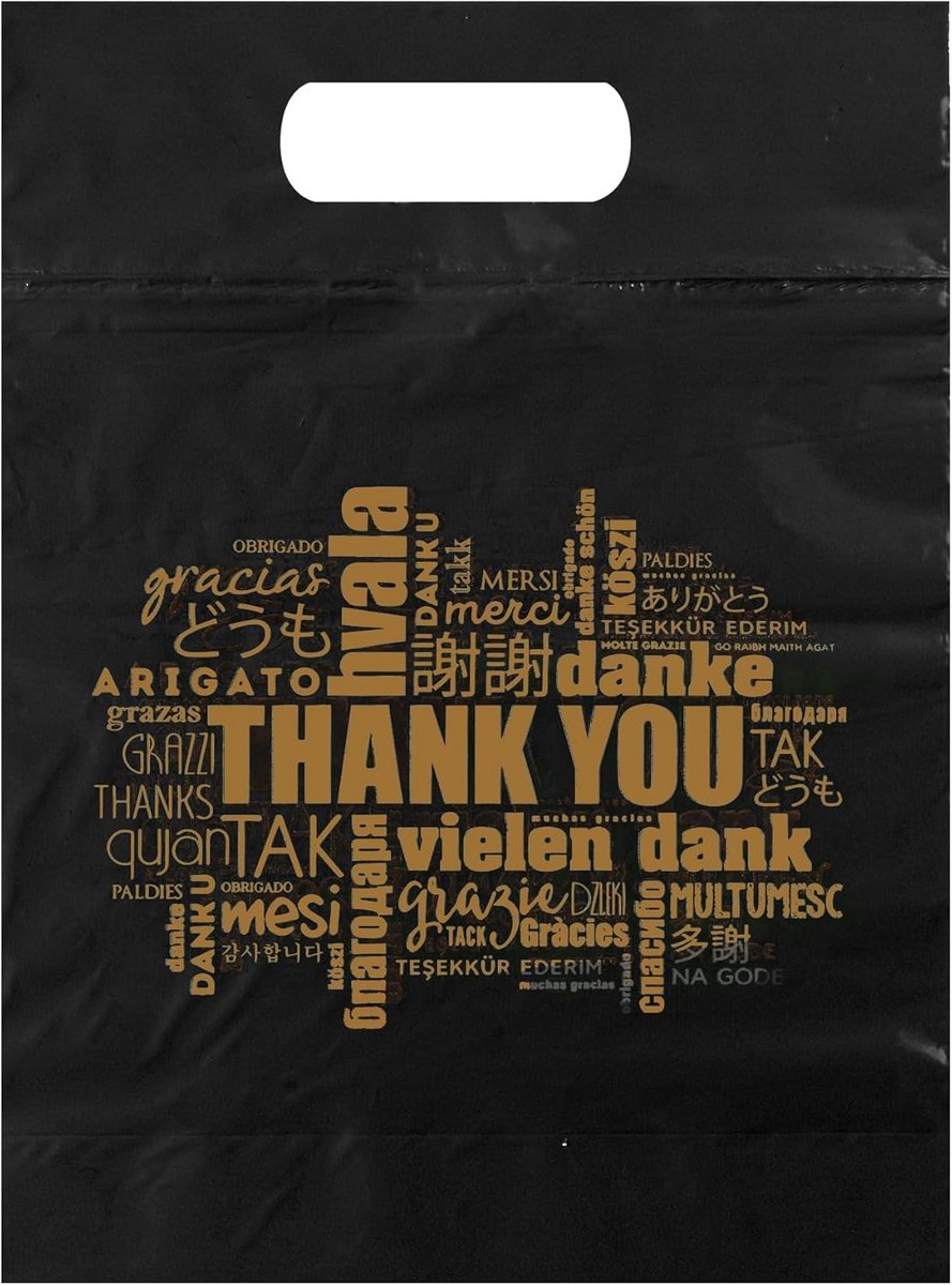Set van 40 Herbruikbare Bedankzakjes Zwart - Multi-Taal Bedrukking voor Cadeaus en MKB