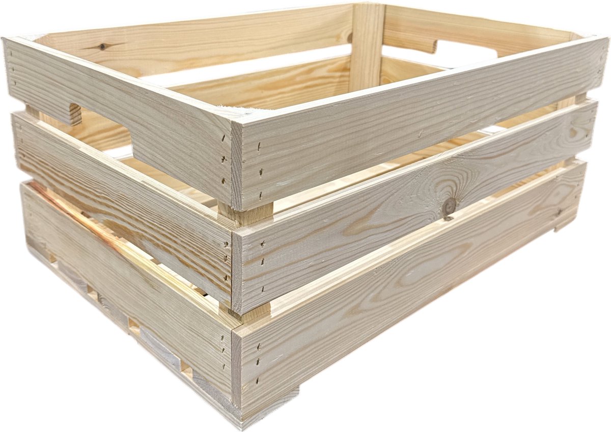 Houten kist XL nieuw. Van stevige kwaliteit. L60xB40xH25,5 - set van twee
