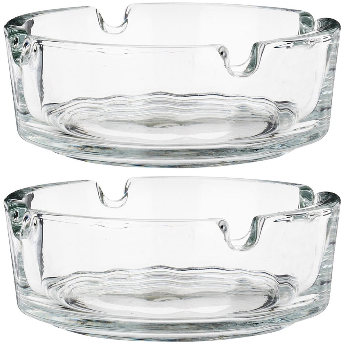 Glazen asbak 8 cm, 2 stuks.