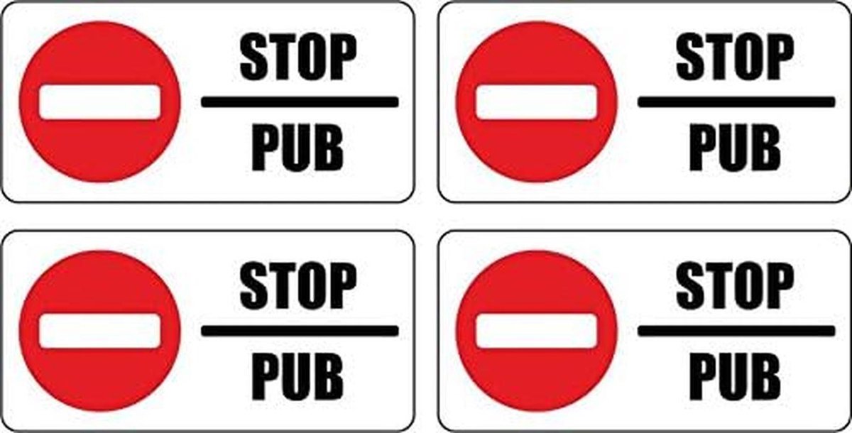 Set van 4 Zelfklevende Geen Reclame Stickers voor Brievenbus - Weerbestendig