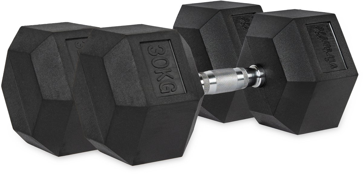 VirtuFit Hexa Dumbbell Pro Set - 2 x 30 kg - Hexagon Dumbbell - Duurzaam en Slijtvast - Krachttraining - Gewicht - CrossFit & Fitness - Geschikt voor Beginners en Professionals - Set van 2