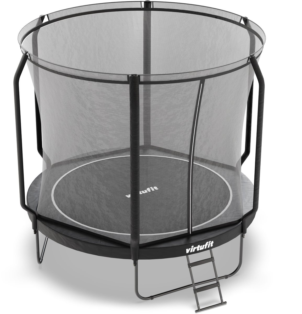 VirtuFit Premium Trampoline met Veiligheidsnet - Ø 251 cm Diameter - Incl. Beschermrand - Extra Veilig - Gratis trap - Water- en UV-bestendig - Max. 150 kg - Voor Kinderen en Volwassenen - Zwart – foto 7