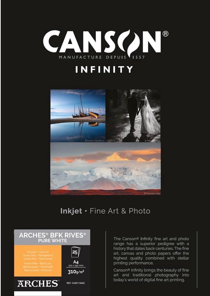 Fotopapier A4 Karton 310g - 25 vellen - 100% Katoen - Zuiver Wit - Inkjet Fine Art Papier