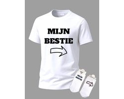 T-shirt Grappige tekst - Giftset - Mijn bestie rechts - Party Shirt - Cadeau set shirt en sokken - Grappig cadeau voor vrouw en man - Verjaardag - Kerst cadeau - Festival t-shirt set - Vaderdag - Moederdag - T-shirt voor dames en heren - Maat M
