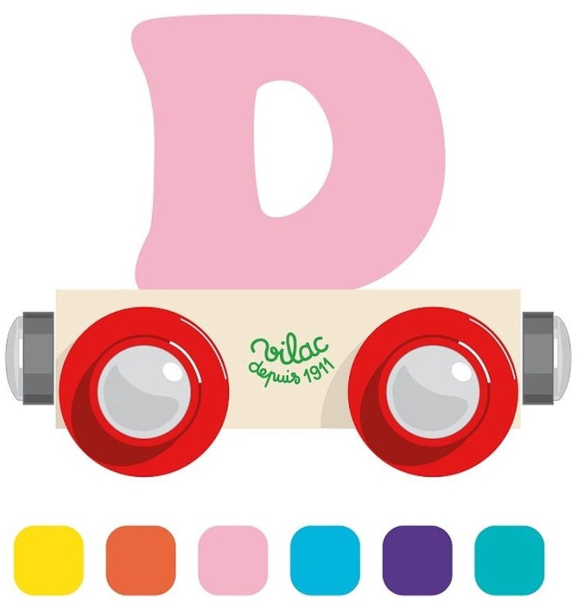 Vilac houten speelgoed wagon letter D multicolor educatief.