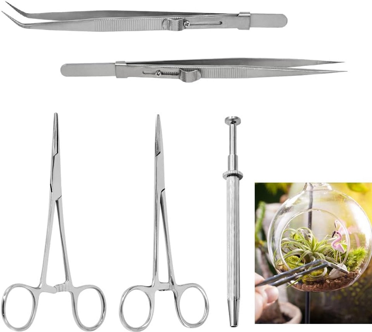 5-Delige Set Piercingset Tangen en Pincetten van Roestvrij Staal