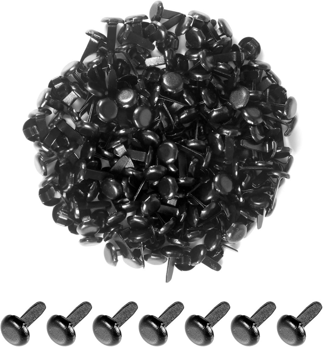 200x Mini Ronde Vlechten (Brads) - Zwart Metaal voor Scrapbooking, Knutselen en Papierbevestiging