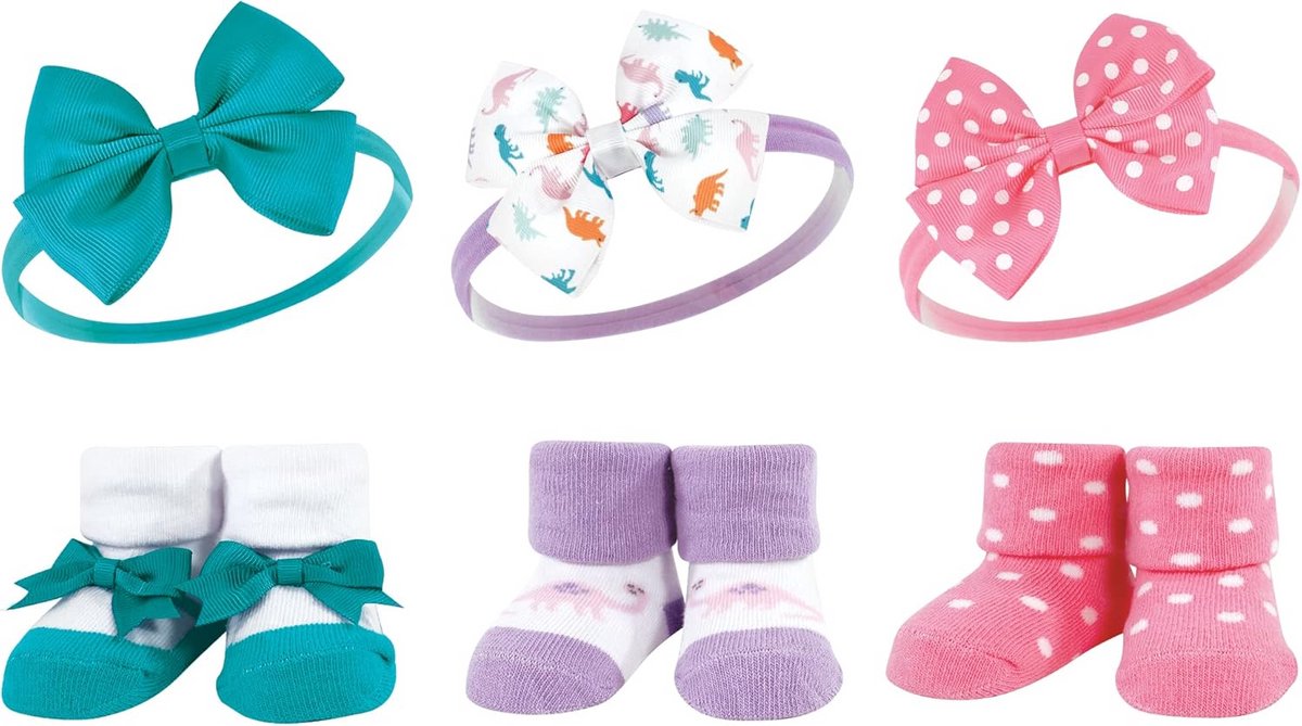 Babyset voor Meisjes: Hoofdband en Sokjes Cadeauset met Dinosaurusprint