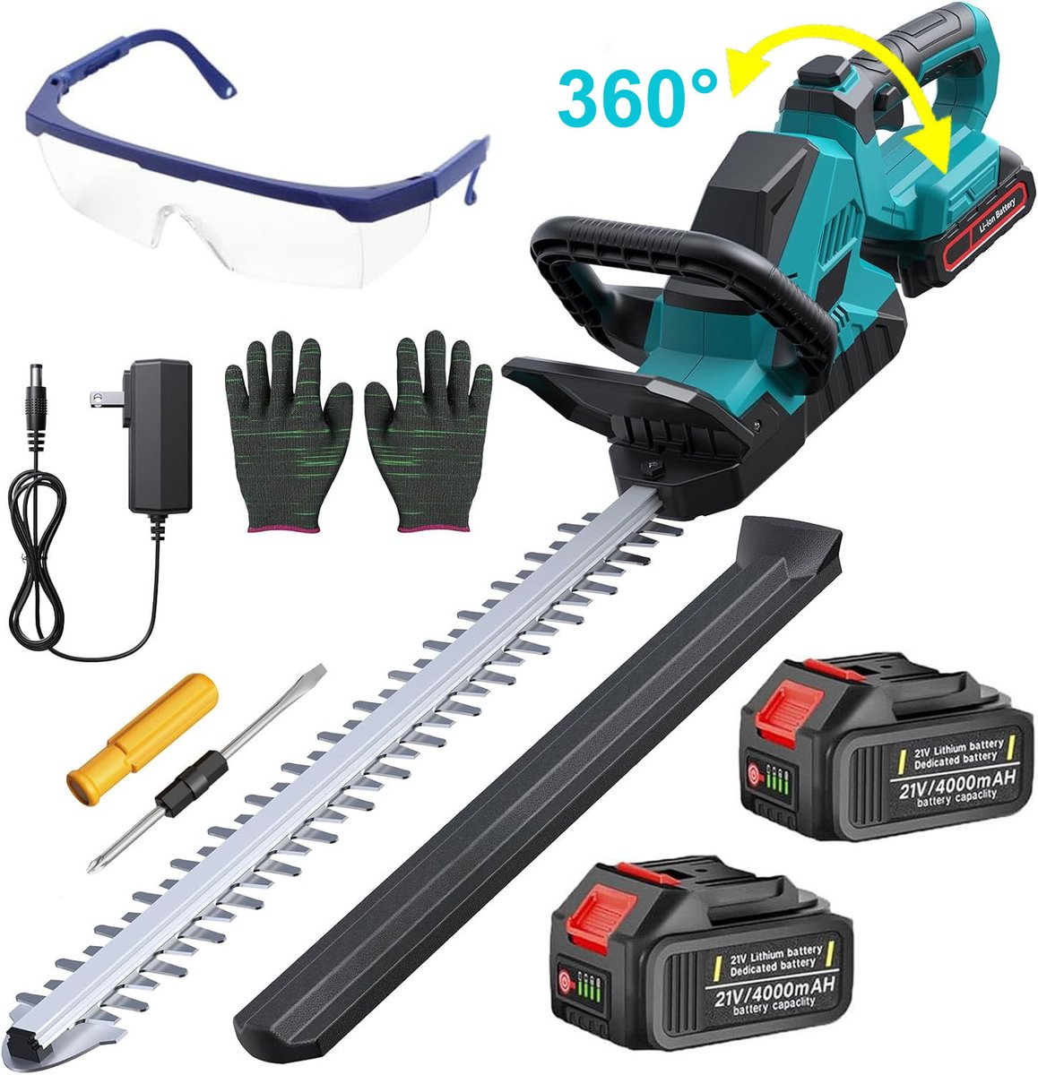 Traumheim 1000W Accu Heggenschaar - 52cm Mes - 2x 4000mAh Accu's